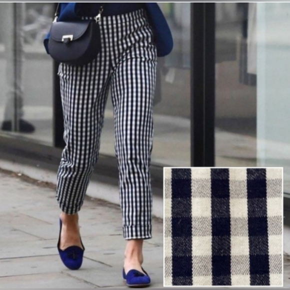 J. Crew Pants - J Crew Martie Gingham Pants. Size 12. Size Zip and Hook Closure. Blue White